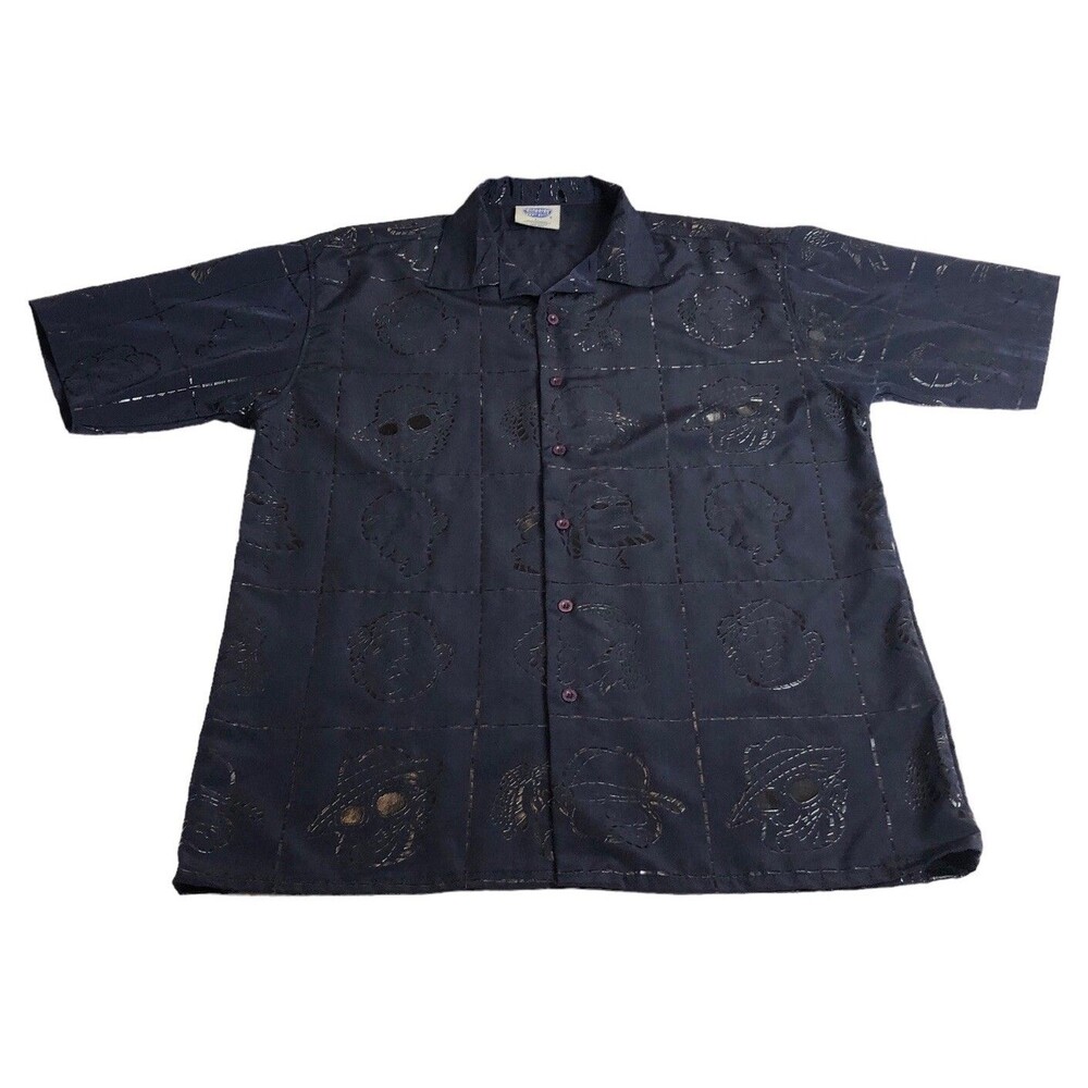 Vintage Buda Bean Shirt Mensโ L Homies Chicano Lowrider Embossed Y2K Button Up